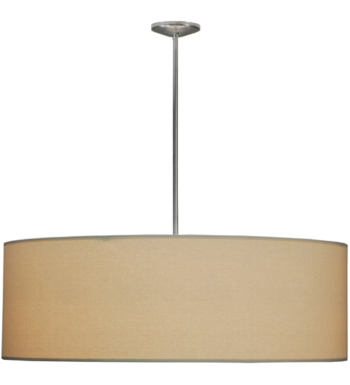 Meyda Lighting Cilindro 48" 8-Light Extreme Chrome Pendant Light With Beige Natural Textrene Shade