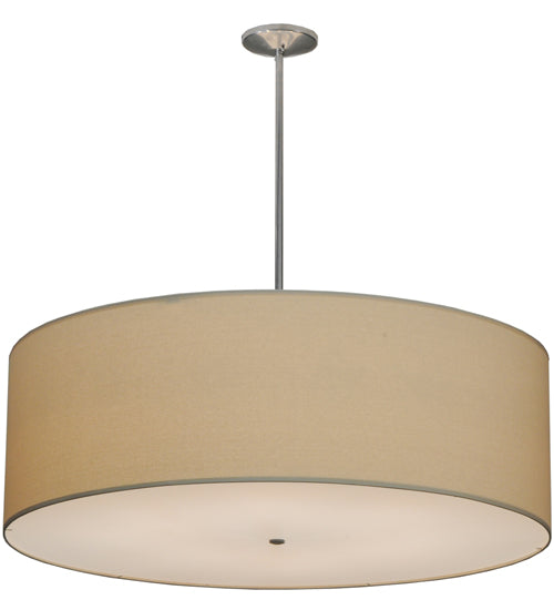 Meyda Lighting Cilindro 48" 8-Light Extreme Chrome Pendant Light With Beige Natural Textrene Shade