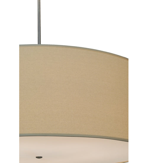 Meyda Lighting Cilindro 48" 8-Light Extreme Chrome Pendant Light With Beige Natural Textrene Shade