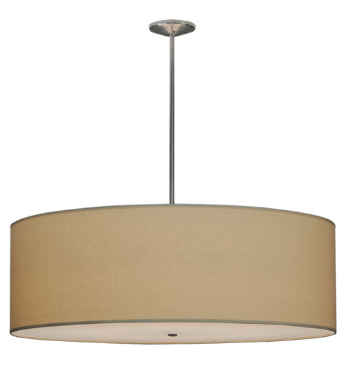 Meyda Lighting Cilindro 48" 8-Light Extreme Chrome Pendant Light With Beige Natural Textrene Shade