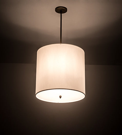 Meyda Lighting Cilindro 48" 8-Light Gold Metallic Pendant Light With White Linen Textrene & Statuario Idalight Shade