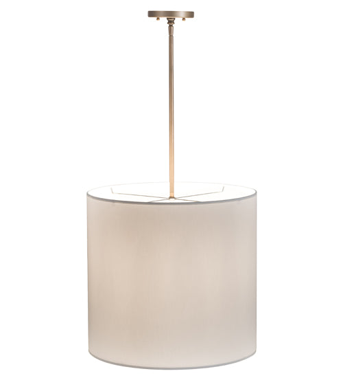 Meyda Lighting Cilindro 48" 8-Light Gold Metallic Pendant Light With White Linen Textrene & Statuario Idalight Shade
