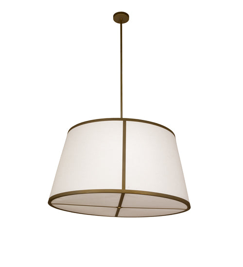 Meyda Lighting Cilindro 48" 8-Light Matte Buttered Brass Tapered Pendant Light With Clear Idalight & Off-White On Styrene Shade