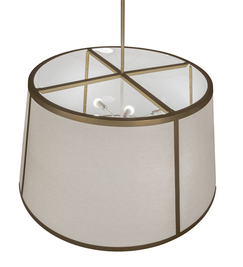 Meyda Lighting Cilindro 48" 8-Light Matte Buttered Brass Tapered Pendant Light With Clear Idalight & Off-White On Styrene Shade