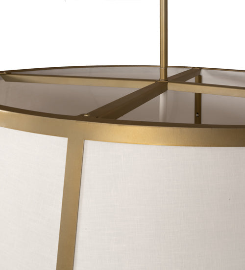 Meyda Lighting Cilindro 48" 8-Light Matte Buttered Brass Tapered Pendant Light With Clear Idalight & Off-White On Styrene Shade