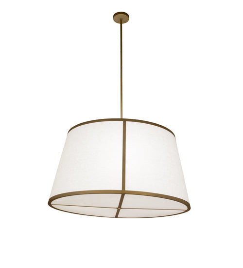 Meyda Lighting Cilindro 48" 8-Light Matte Buttered Brass Tapered Pendant Light With Clear Idalight & Off-White On Styrene Shade