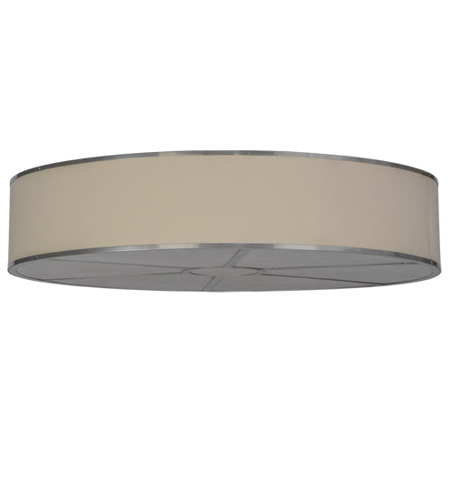 Meyda Lighting Cilindro 48" 8-Light Nickel Flush Mount Light With Beige Natural Textrene Shade