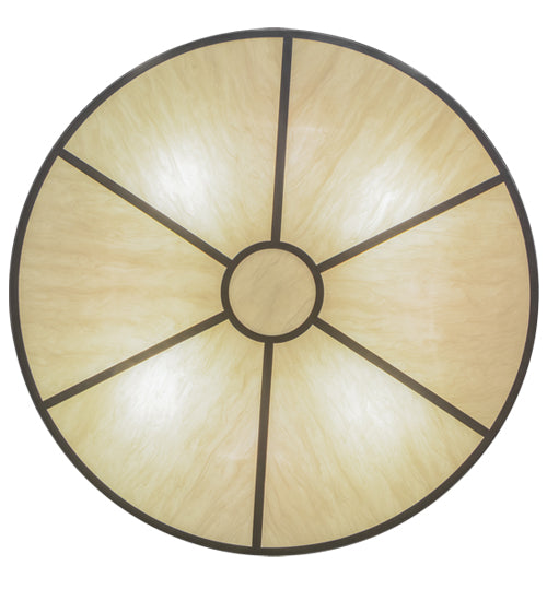 Meyda Lighting Cilindro 48" 8-Light Nickel Flush Mount Light With Beige Natural Textrene Shade