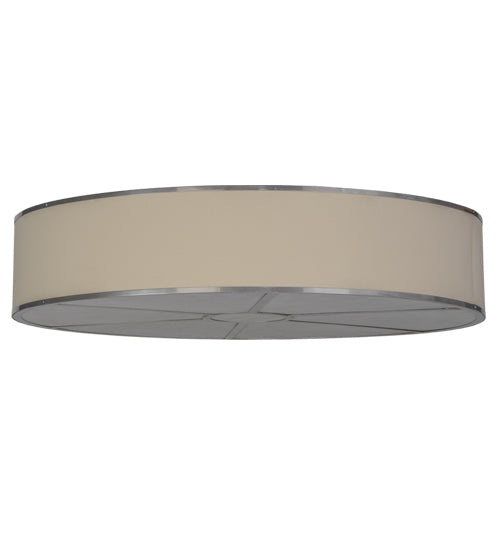 Meyda Lighting Cilindro 48" 8-Light Nickel Flush Mount Light With Natural Linen Shade