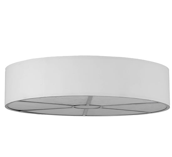 Meyda Lighting Cilindro 48" 8-Light Nickel Flush Mount Light With White Textrene Shade