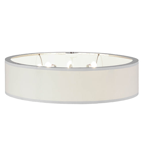 Meyda Lighting Cilindro 48" 8-Light Nickel Flush Mount Light With White Textrene Shade