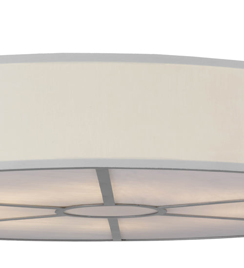 Meyda Lighting Cilindro 48" 8-Light Nickel Flush Mount Light With White Textrene Shade