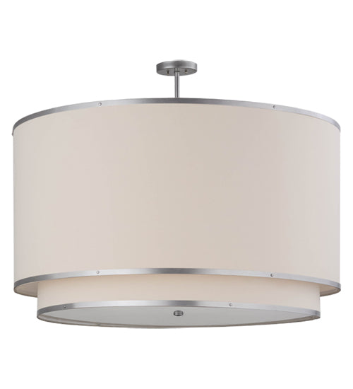 Meyda Lighting Cilindro 48" 8-Light Nickel Natural Pendant Light With Natural Textrene Shade
