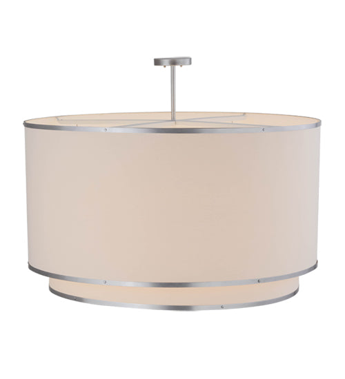 Meyda Lighting Cilindro 48" 8-Light Nickel Natural Pendant Light With Natural Textrene Shade