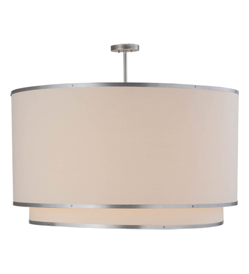 Meyda Lighting Cilindro 48" 8-Light Nickel Natural Pendant Light With Natural Textrene Shade