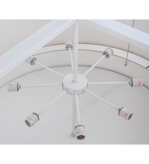 Meyda Lighting Cilindro 48" 8-Light Nickel Natural Pendant Light With Natural Textrene Shade
