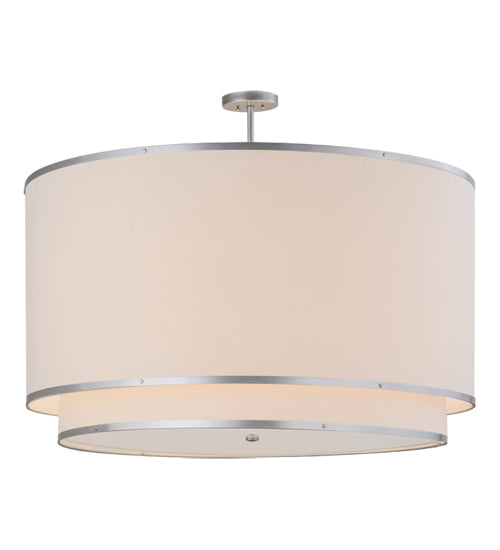 Meyda Lighting Cilindro 48" 8-Light Nickel Natural Pendant Light With Natural Textrene Shade