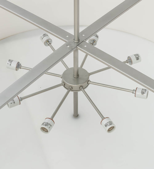 Meyda Lighting Cilindro 48" 8-Light Nickel Pendant Light With Beige Natural Textrene Shade