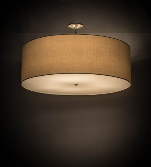 Meyda Lighting Cilindro 48" 8-Light Nickel Pendant Light With Beige Natural Textrene Shade