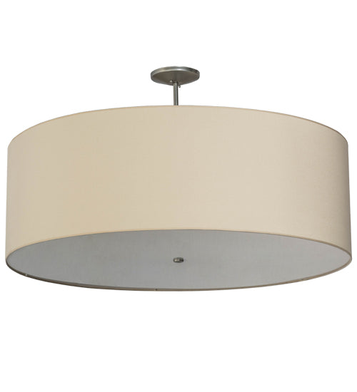 Meyda Lighting Cilindro 48" 8-Light Nickel Pendant Light With Beige Natural Textrene Shade