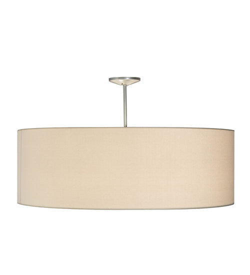 Meyda Lighting Cilindro 48" 8-Light Nickel Pendant Light With Beige Natural Textrene Shade