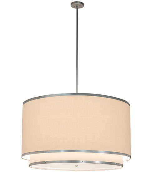 Meyda Lighting Cilindro 48" 8-Light Nickel Pendant Light With Natural Textrene & Statuario Idalight Shade