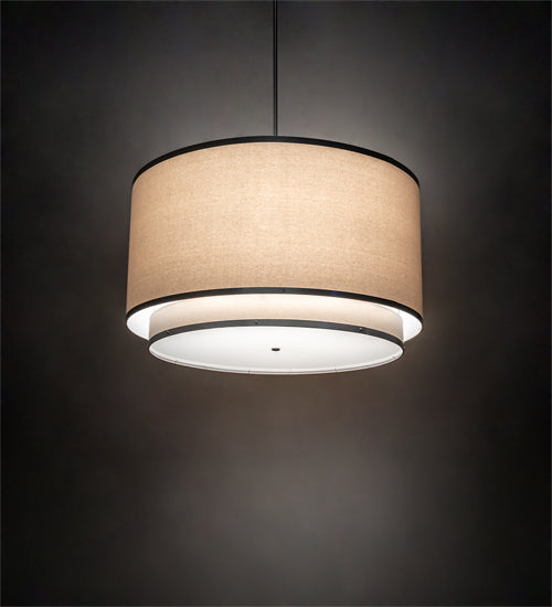 Meyda Lighting Cilindro 48" 8-Light Nickel Pendant Light With Natural Textrene & Statuario Idalight Shade