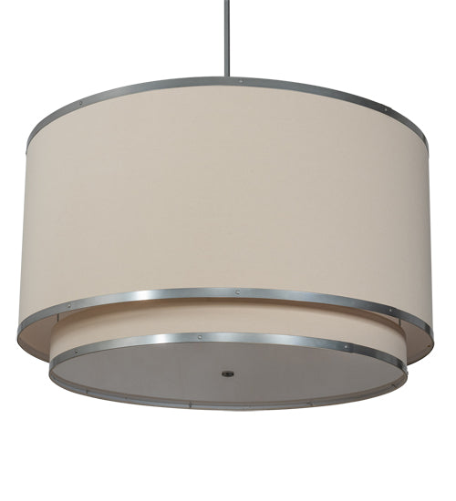 Meyda Lighting Cilindro 48" 8-Light Nickel Pendant Light With Natural Textrene & Statuario Idalight Shade