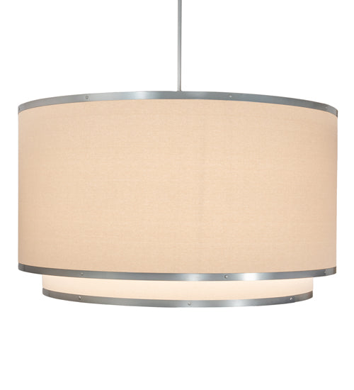Meyda Lighting Cilindro 48" 8-Light Nickel Pendant Light With Natural Textrene & Statuario Idalight Shade