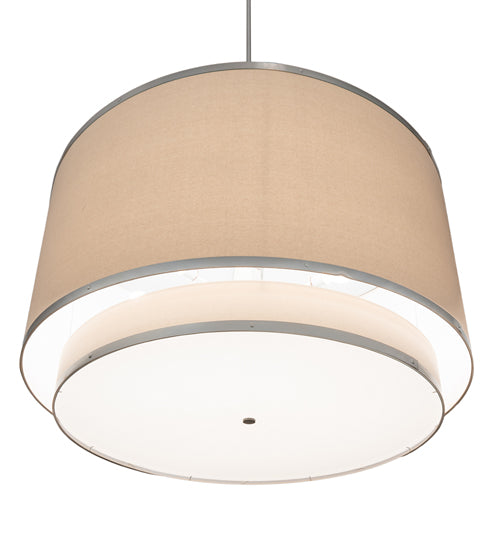 Meyda Lighting Cilindro 48" 8-Light Nickel Pendant Light With Natural Textrene & Statuario Idalight Shade