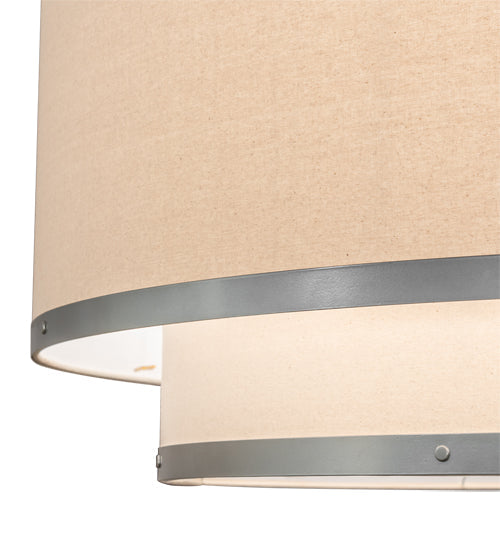 Meyda Lighting Cilindro 48" 8-Light Nickel Pendant Light With Natural Textrene & Statuario Idalight Shade