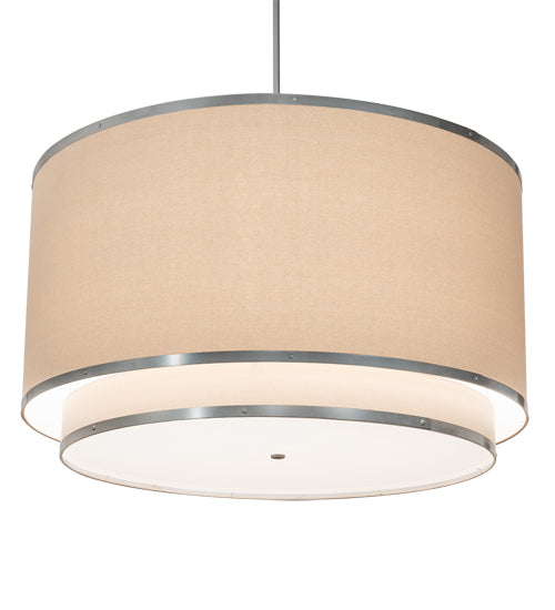 Meyda Lighting Cilindro 48" 8-Light Nickel Pendant Light With Natural Textrene & Statuario Idalight Shade