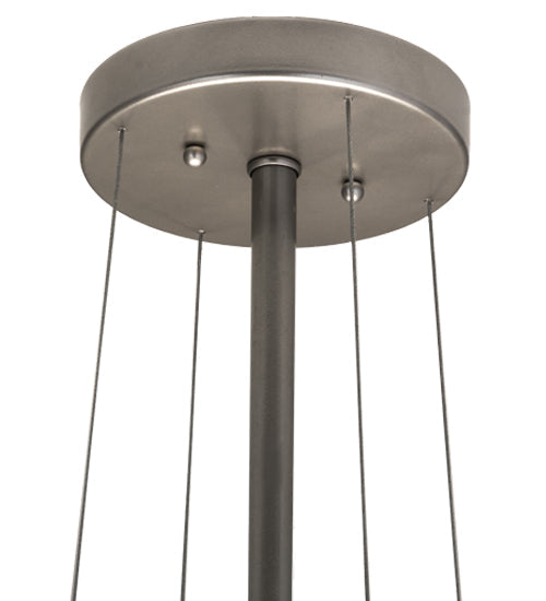 Meyda Lighting Cilindro 48" 8-Light Nickel Pendant Light With White Linen Shade