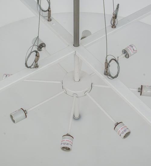 Meyda Lighting Cilindro 48" 8-Light Nickel Pendant Light With White Linen Shade