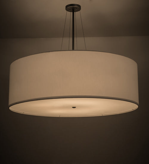 Meyda Lighting Cilindro 48" 8-Light Nickel Pendant Light With White Linen Shade