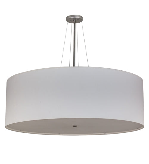 Meyda Lighting Cilindro 48" 8-Light Nickel Pendant Light With White Linen Shade