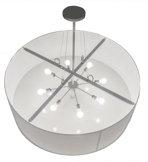 Meyda Lighting Cilindro 48" 8-Light Nickel Pendant Light With White Linen Shade