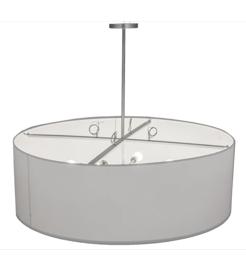 Meyda Lighting Cilindro 48" 8-Light Nickel Pendant Light With White Linen Shade