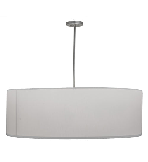 Meyda Lighting Cilindro 48" 8-Light Nickel Pendant Light With White Linen Shade