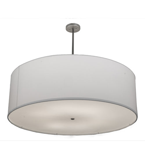Meyda Lighting Cilindro 48" 8-Light Nickel Pendant Light With White Linen Shade