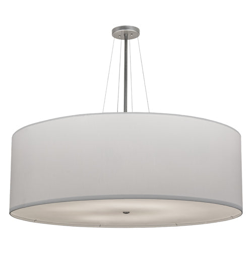 Meyda Lighting Cilindro 48" 8-Light Nickel Pendant Light With White Linen Shade