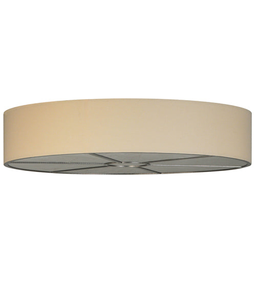 Meyda Lighting Cilindro 48" 8-Light Nickel Powder Coat Flush Mount Light With Beige Natural Textrene & Whitestone Idalight Shade