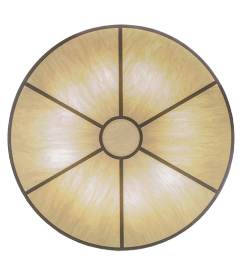 Meyda Lighting Cilindro 48" 8-Light Nickel Powder Coat Flush Mount Light With Beige Natural Textrene & Whitestone Idalight Shade