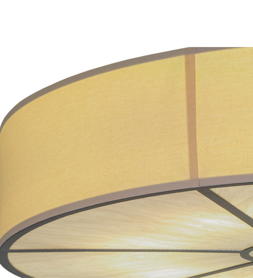 Meyda Lighting Cilindro 48" 8-Light Nickel Powder Coat Flush Mount Light With Beige Natural Textrene & Whitestone Idalight Shade
