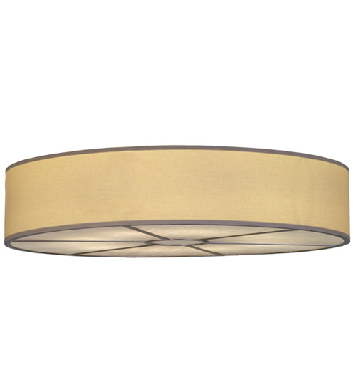 Meyda Lighting Cilindro 48" 8-Light Nickel Powder Coat Flush Mount Light With Beige Natural Textrene & Whitestone Idalight Shade