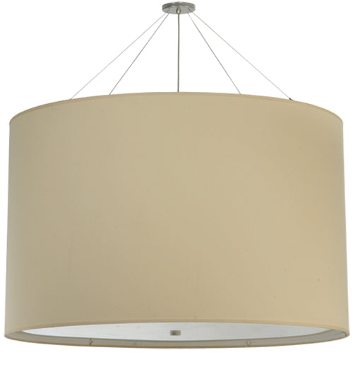 Meyda Lighting Cilindro 48" 8-Light Nickel Powder Coat Pendant Light With Cream Textrene & Statuario Idalight Shade