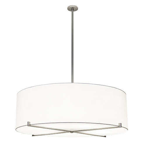 Meyda Lighting Cilindro 48" 8-Light Nickel Structure Pendant Light With White Laura Textrene & Statuario Idalight Shade