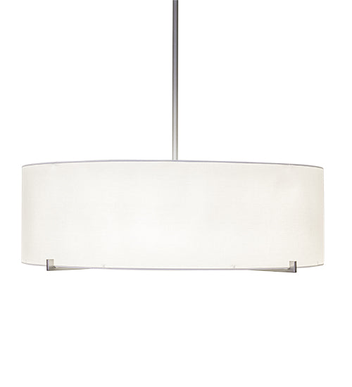Meyda Lighting Cilindro 48" 8-Light Nickel Structure Pendant Light With White Laura Textrene & Statuario Idalight Shade