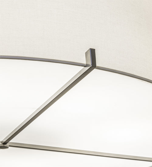 Meyda Lighting Cilindro 48" 8-Light Nickel Structure Pendant Light With White Laura Textrene & Statuario Idalight Shade
