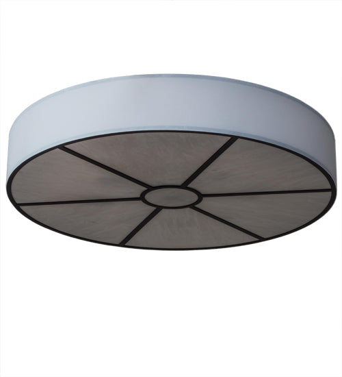 Meyda Lighting Cilindro 48" 8-Light Oil Rubbed Bronze Flush Mount Light With White Fabric & Whitestone Idalight Shade